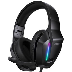 AOC�Q�[�~���O�w�b�h�Z�b�g�Q�[�~���O�w�b�h�z��3D�T���E���h�T�E���h50mm�h���C�o�[3.5mm�L�����̉����}�C�N�t���y�ʃw�b�h�z���w�b�h�t�H��PS5PS4PCSwitch2�u���b�N