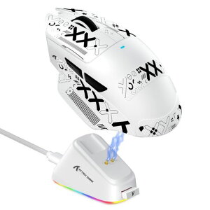 MAMBASNAKE x ATTACK SHARK V6 �Q�[�~���O�}�E�X �O���[�h�ڑ� ���y��65g�v���X�}�C�i�X3g RGB���C�[�d�h�b�N (�z���C�g)