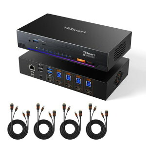 TESmart KVM�X�C�b�` 8K@60Hz 4����1�o�� HDMI �p�\�R��4�䃂�j�^�[1��؂�ւ� USB3.0 KVM�ؑ֊� 4K@120Hz/144Hz �M�K�r�b�g�l�b�g���[�N EDID�@�\ L/R�I�[�f�B�I�|�[�g �z�b�g�L�[�ؑ�