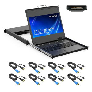 17.3�C���`8�|�[�gHDMI KVM�ؑ֊�A�t��HD 1920x1080 LCD���j�^�[�����AMT-VIKI 1U���b�N�}�E���gKVM�h�����[�AKVM�P�[�u��8�{�t���A�z�b�g�L�[/OSD�֑ؑΉ�