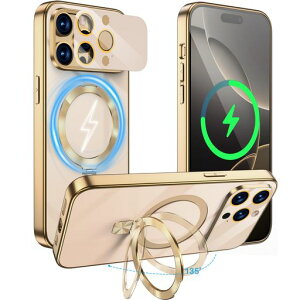 iPhone13pro�P�[�XMagsafe�Ή����@�\��̃}�O�l�b�g���C�����X�[�d�܂��݃X�^���h�J�����S�ʕی삢phone13pro�J�o360°�ی�ČRMIL�K�i�ϏՌ�CD�����O�������c�����Ή��X�g���b�v���t��