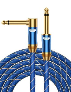 EMKギターケーブル6.35mmギターシール1.8M1/4”標準プラグオス-オス【高耐久ナイロン&メタルコネクター】エレキギター/ベース/キーボード/アンプ/ドラム用-青(1.8M青-S-L)