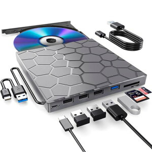 BPAKDU�O�t��CD/D1VD�h���C�u�m�[�g�p�\�R���pDVD�v���[���[8�C��1USB3.0�E���g���X�����|�[�^�u��(�K�����^���O���[)
