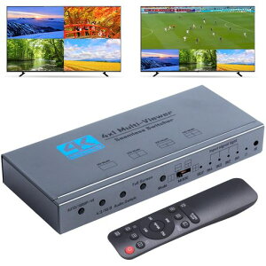 ELEVIEW 4K HDMI �}���`�r�����[ �������� 4��ʕ��� 4����1�o�� �V�[�����X�ؑ� �X�C�b�`���[ ��c/����/����/�Ď��ɓK�p EHD-602Y