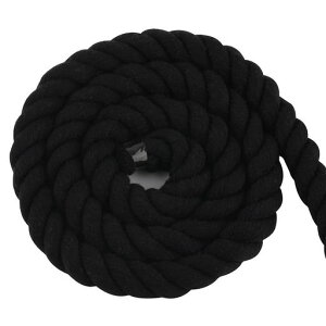 カラー綿ロープ20mm綿ロープ3ツ打10M/20M柔らか太い手芸用天然コットンロープ手作りインテリア飾りDIY(ブラック20mm/10M)