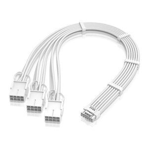 EZDIY-FAB電源専用PSUケーブル延長スリーブケーブル、16ピン(12+4)12VHPWRPCIe5.0コネクタオス-3XPCIE8ピン、RTX40803090Ti用、16AWG30CM