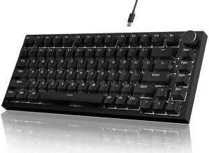 ATTACK SHARK x AJAZZ AK820 �Q�[�~���O�L�[�{�[�h �L��USB-C 82�L�[ 75% ���J�j�J���L�[�{�[�h �u���b�N