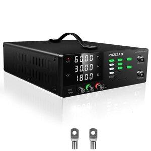 RUZIZAO ���o�͉ϒ����d�� 60V 30A 1800W �������艻�d�� �o�̓X�C�b�`�t��/OCP(�ߓd���ی�)&OVP(�ߓd���ی�) / �������@�\/�G���R�[�_�m�u / 4 �� LED �f�B�X�v���C/���b�N�{�^��