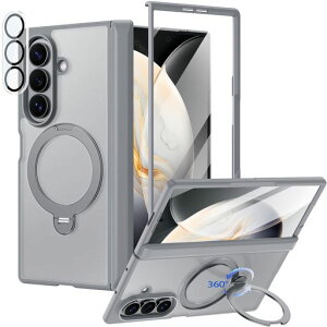MIGECASE Galaxy Z Fold7 �p �P�[�X MagSafe�Ή� 360°��]�X�^���h �c�����Ή� �q���W�ی� �S�ʕی�y9H�����K���X�t�B����+�J�����ی�t�B�����t���z�ϏՌ� ���h�~ �����O�t�� �}�O�l�b�g���� ���c