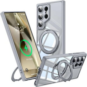 �y360°��]�X�^���h�E�c�����Ή��zFONKCASE Samsung Galaxy S24 Ultra �p �P�[�X Magsafe�Ή� �����O �����Y�ی� �}�O�l�b�g���� ���� ���΂ݖh�~ ���C�����X�[�d�Ή� �ϏՌ� �ϋv�� �X�g���b�v�z�[���c