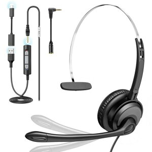 Voistek �Ў� �w�b�h�Z�b�g �C�Y�L�����Z�����O�}�C�N�t�� Type-C/USB-A/3.5mm �Ή� �L�� �r�W�l�X�w�b�h�z�� Web ��c/�ݑ�Ζ�/Skype/�I�t�B�X/�R�[���Z���^�[�Ή� PC/Mac/�^�u���b�g�Ή� ���y�� ���c