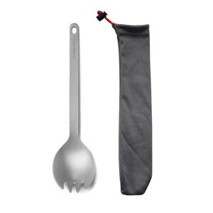 HawkZingチタン製料理用具一体型超軽量耐久性調理器具スプーンフォークナイフお粥屋外キャンプピクニックバーベキュー(UIAH7E5J)