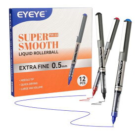 EYEYEボールペン0.5mm3色ペンセット12本パックローラーボールペンニードルチップ極細速乾性水性ボールペン細字滑らかな書き心地メモを取るオフィス学校用品