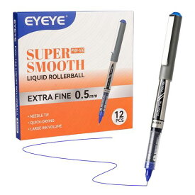 EYEYEボールペンブルーペンセット12本パック0.5mmニードルローラーボール水性ボールペン極細速乾性細字かきやすいメモを取るオフィス学校用品