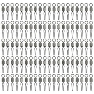 TVETE釣具小物高強度スイベル釣りコネクターベアリングバレル【100個入り】スナップボールベアリングスイベルサルカンフィッシングルアーラインコネクター釣り用サルカン付きハリス止…