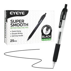 EYEYEボールペン黒ペンセット0.7mm25本パックゲルインキノック式ボールペンブラックゲルインクペンまとめ買い学校オフィス用なめらかな書き心地G-103