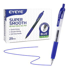 EYEYEボールペンブルー0.7mmペンセット25本パックゲルインキノック式ボールペン格納式ゲルペンまとめ買い学校オフィス用なめらかな書き心地G-103