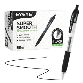 EYEYEボールペン黒ペンセット50本パック0.7mmゲルペンゲルインキブラックノック式格納式まとめ買い学校オフィス用なめらかな書き心地G-103