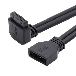 NFHKダウンアングルUSB3.020ピン19ピンオス-メス延長5Gbpsケーブル90度マザーボードメインボード用