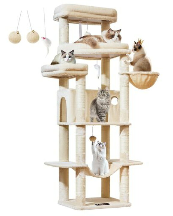 楽天市場】Taoqimiao キャットタワー 高さ180cm 大型猫用 多頭飼い 猫 