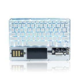 タッチパッド付きキーボード 3.0 BLUETOOTH 透明アクリス 3台同時接続 薄型 コンパクト バックライト TYPE-C充電式 英語配列 9.7-10.5インチ タブレット スマホ用 ANDROID IOS WINDOWS MAC OS対応(白)