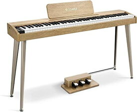 DONNER 電子ピアノ 88鍵盤 でんしぴあの セミウエイト鍵盤 タッチ MIDI 3本ペダル スタンド アダプター付 温かみを感じる木製 初心者 日本語説明書 オーク調 DDP-60 【2023年6月最新】