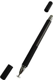 WUMIO タッチペン 黒 1本 先端2種類 スタイラスペン ディスク 細い 太い 液晶ペン スマートペン スマホ タブレット タッチ操作 IPAD IPHONE ANDROID
