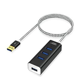 USB ハブCABLECREATION 4 IN 1 USB 3.0 ハブ 1.5M 耐久性編組3.0延長ケーブル MAC/PC/USBフラッシュディスクに対応 ブラック