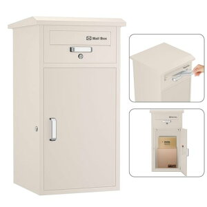 VARNIC宅配ボックスDIYポスト一体型複数回投函大容量宅配BOX戸外防水水が溜まらない防塵防錆防犯郵便受け両開き扉取り付け簡単マグネットシート付き郵便ポスト要組立品戸建て用個人宅(…