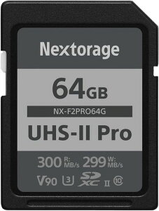 Nextorage{[J[UHS-IIV9064GBSDXCSDJ[hőǏox300MB/ső发ݑx299MB/s\pSLCtbVڍA4K/8K^NX-F2PRO64GlNXg[W