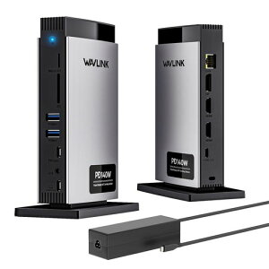 WAVLINKUSB-C�h�b�L���O�X�e�[�V����11-in-1�A�ő�3��ʑΉ�(�P���8K�܂���3���4K)�A125WPD3.1�p�X�X���[�AHDMIx2+DP���ځAMacBook