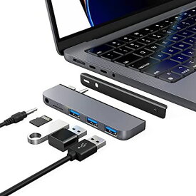 QWIIZLAB USB Cハブ 5イン1アダプター USB 3.0データポート MICROSDカードリーダー 3.5MMオーディオジャック 2023/2021 MACBOOK PRO 14インチおよび16インチ M3/M2/M1 PRO/MAX用
