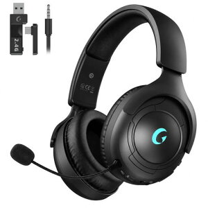 Gvyugke �Q�[�~���O�w�b�h�Z�b�g 2.4G USB/Type-C/Bluetooth 5.4/�L�� 4WAY�ڑ� 20ms ����x�� ���C�����X�w�b�h�z�� 50MM�h���C�o�[���̉��� 45H�����ԍĐ� ���Չ��� RGB ���C�g �m�C�Y�L�����}�C�N
