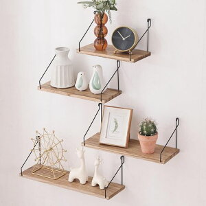 ウォールシェルフ壁を傷つけない29+36+42+50cm4点セット壁掛け棚賃貸壁棚穴あけないウォールラック壁に付けられる家具飾り棚木製簡単取り付け洗面所/キッチン/トイレ/玄関壁棚収納(ライト…