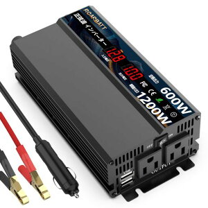 ROARBATT�C���o�[�^�[�����g12v100v600W�������g�u�ԏo��1200WDC12V(����)��AC100V(��)�ɕϊ��J�[�C���o�[�^�[2.4AUSBMAX3.4A�|�[�g�AAC�R���Z���g�d��2���ƒ�ً}�p�d��