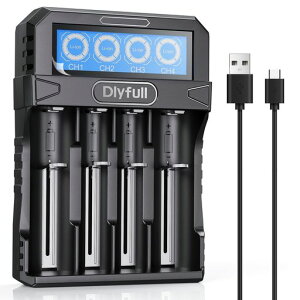 Dlyfull18650�[�d�탊�`�E���C�I���d�r�[�d��ALCD�\��4�X���b�g3.7V���`�E���C�I���d�r1034016340186502170026650���`�E���C�I���d�r�ɑΉ��}���[�d��18650USBTypeC