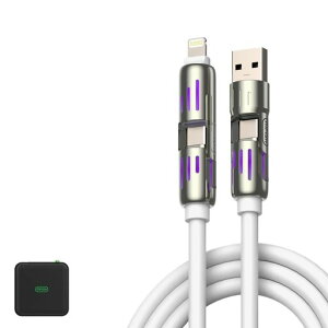 Mfish�炢�Ƃɂ񂭂�-�Ԃ�y2���[�g��240WPD3.1�Ή��z4in1�}���`�[�d�P�[�u��type-ClightingUSB-A�ϋv���̂���t�̃V���R���ċz��LED���C�g���ڍ����[�d480Mbps�f�[�^�]��iPhone