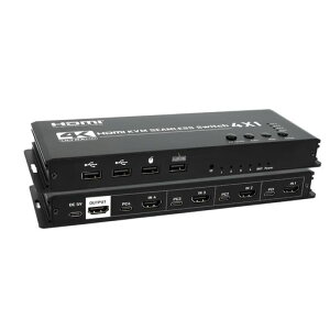 4K HDMI KVM�X�C�b�` 4x1 �N�A�b�h�}���`�r���[�A�[ 4����1�o�� KVM HDMI�v���Z�b�T�[ �X�N���[���}���`�r���[�A�[ 4���PC�Ń}�E�X�ƃL�[�{�[�h�����L����V�[�����X�ȃ}���`�r���[�A�[