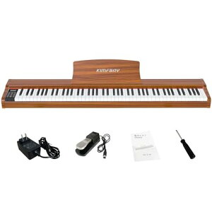 KIMFBAY電子ピアノ88鍵盤卓上木製電子ピアノ88鍵ポータブルピアノPiano初心者子供ペダル付きMIDI対応オレンジ