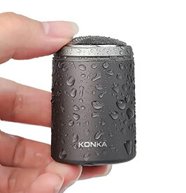 KONKA 超小型 電動 ミニシェーバー 回転式 3枚内刃 コードレス USB充電式 IPX6防水 乾湿両用 お風呂剃り 水洗い可 コンパクト KS-MINI1 (ブラック) 誤操作や触り違え防止 携帯用 持ち運び便利 外出先や 車内常備
