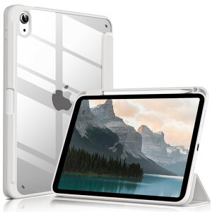 LsmmpobaiPad11世代/第10世代(A16)ケース2025/2022対応11、10.9インチ透明バックカバーペンシル収納三つ折スタンドオートスリープ機能軽量薄型傷つけ防止TPUPU合成レザーグレー