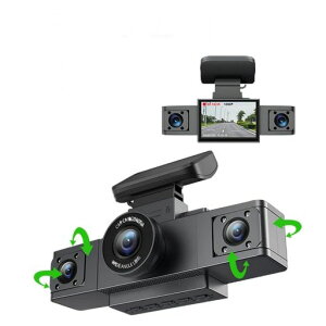 3カメラドライブレコーダー前後車内車横3カメラ同時録画1080PフルHD32GBSDカード付3インチ大画面解像度1200万左右360°回転駐車監視170度広角WDR搭載防犯WDR対応ループ録画衝撃録画音声録音Gセ…