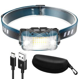 CERCANO ヘッドライト USB充電式 ネックライト 高輝度 USB 超広角 軽量 小型 センサー搭載 LED 防災 防水 キャンプ 登山 ハイキング 釣り (1 青色)