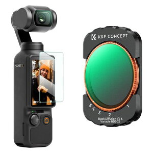 K&F CONCEPT Osmo Pocket 4/3�p ���C���t�B���^�[ ND2-32&1/4�u���b�N�~�X�g ���@�\�t�B���^�[