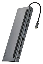 エレコム USB-C ハブ ドッキングステーション 11-IN-1 ノートPC傾斜スタンド USB PD対応 100W 給電 トリプルディスプレイ対応(HDMI、DISPLAYPORT、VGA搭載) 4K60HZ WINDOWS