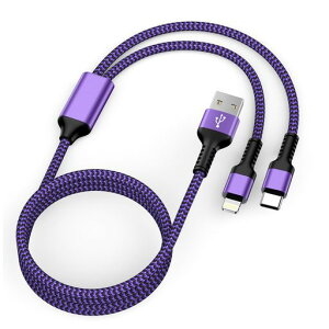 2in1iPhone�[�d�P�[�u���^�C�vc/LightningUSB�P�[�u��1.2M2.4A&3A�}���[�dHaoano�}���`�P�[�u��2�C��1USB-A���C�g�j���O�P�[�u��2�䓯�����diPhone15Pro
