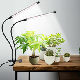 THANK クリップ式植物育成ライト 成長ライト LED 50W屋内植栽 タイミング機能(3H / 6H / 12H) 5速調光と表示2ヘッド 360°調整可能 84 LEDライトで、不十分な日光を排除3スイッチモード