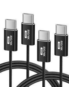 KMMXXCPM 2 �{�Z�b�g ���_�� Type C �P�[�u�� 1.0m,USB C �P�[�u�� 80Gbps�����f�[�^�]�� Thunderbolt 5/4/3 �Ή�,USB C 100W PD3.0�}���[�d,USB Type-C �f���o��