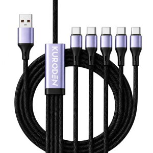 KURODEN5in1�}���`�[�d�P�[�u��USB-Cx566W6A�}���[�d�Ή�1.5m5�䓯���[�d�f�[�^�]���i�C�����҂�iPhone15�ȍ~/Galaxy/iPad/MacBook/Android�Ή�