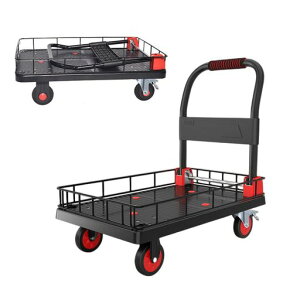 Jumeiバスケット台車折りたたみ式カゴ付きストッパー付き4inキャスター耐荷重200kg積載面72x48cm手押し台車メッシュ運搬用ワゴンキャリーカート家庭用引越し買い物持ち運び便利業務用倉庫…